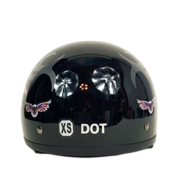 BiLT Half-Helmet-Women's Size XS -Gloss Black & Pink/Silver Flames-DOT Certified - Picture 3 of 8